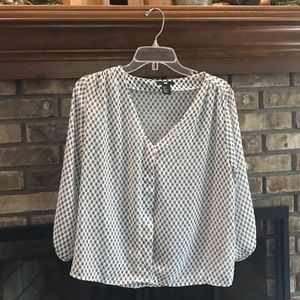 H and M blue and white blouse